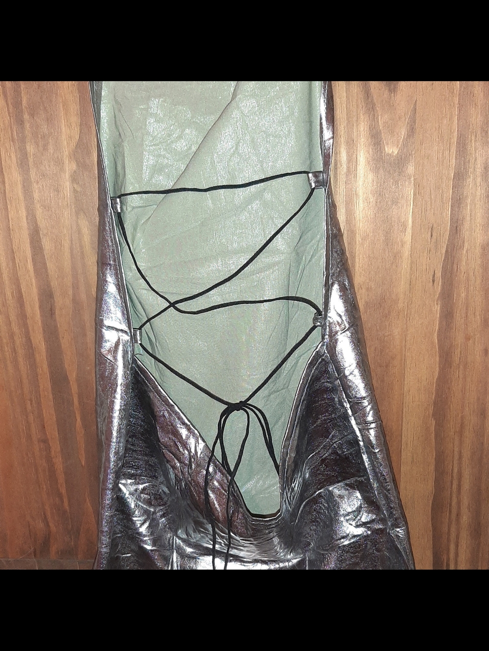 Metallic Silver Mini Slip Dress Bodycon Medium NEW - Picture 2 of 4